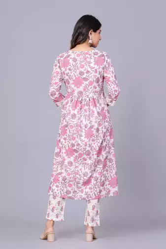 Pink cotton printed kurti