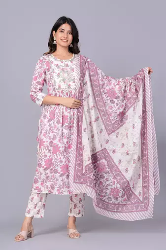 Pink cotton printed kurti