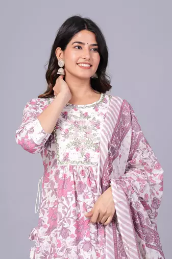 Pink cotton printed kurti