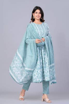 Green cotton printed kurti 1