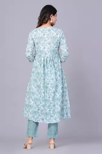 Green cotton printed kurti