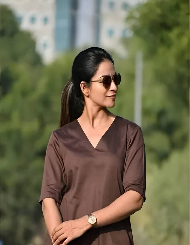 Rayon coffee color solid kurti with pant