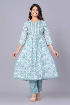 Green cotton printed kurti 4
