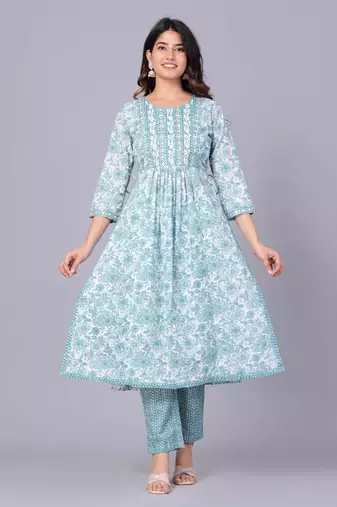 Green cotton printed kurti