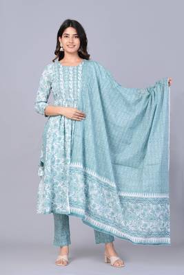 Green cotton printed kurti 5