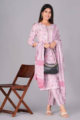 Pink cotton printed kurti 1