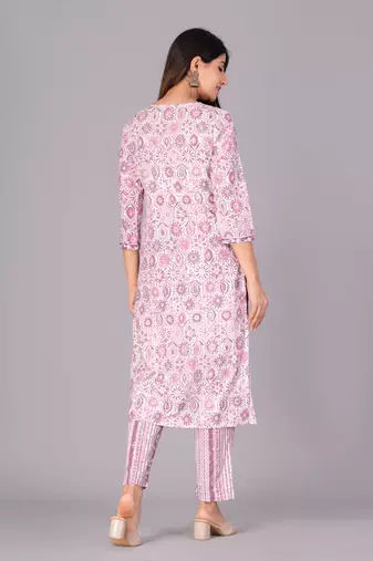 Pink cotton printed kurti