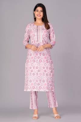 Pink cotton printed kurti 3