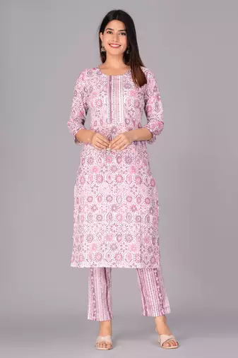 Pink cotton printed kurti