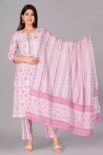 Pink cotton printed kurti