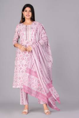 Pink cotton printed kurti 5