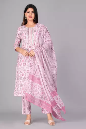 Pink cotton printed kurti