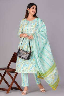 Green cotton printed kurti 1