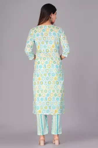Green cotton printed kurti
