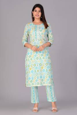 Green cotton printed kurti 3