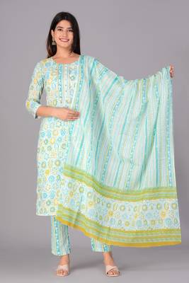 Green cotton printed kurti 4
