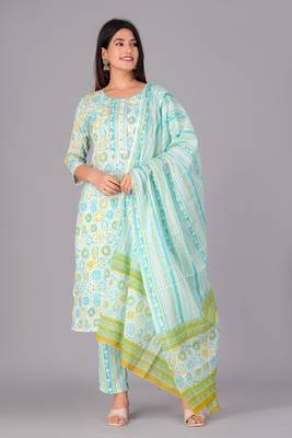 Green cotton printed kurti 5