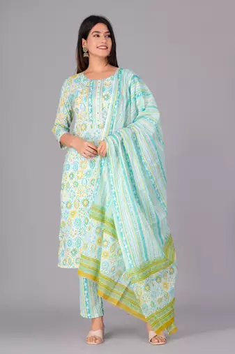 Green cotton printed kurti