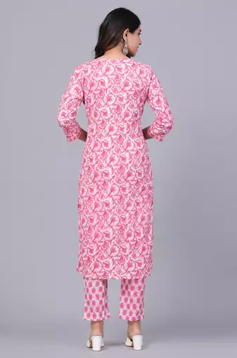Pink cotton printed kurti