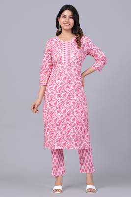 Pink cotton printed kurti 3
