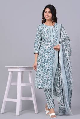 Blue cotton printed kurti 1