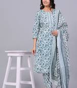 Blue cotton printed kurti