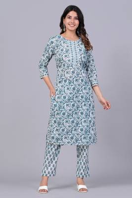 Blue cotton printed kurti 3
