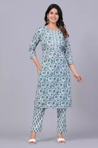 Blue cotton printed kurti