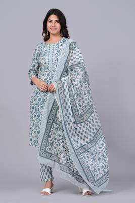 Blue cotton printed kurti 4