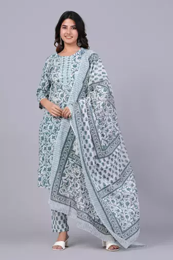 Blue cotton printed kurti