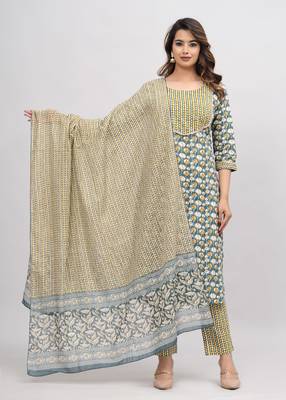 Green cotton printed kurti 1