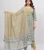 Green cotton printed kurti