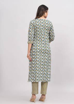 Green cotton printed kurti 2