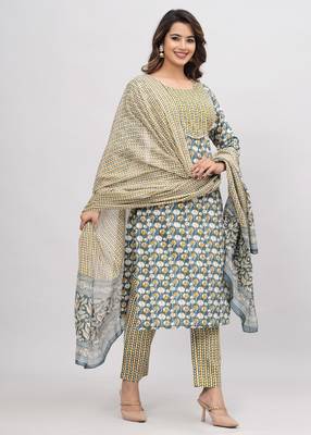 Green cotton printed kurti 4
