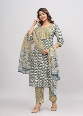 Green cotton printed kurti 5