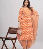 Orange cotton printed kurti