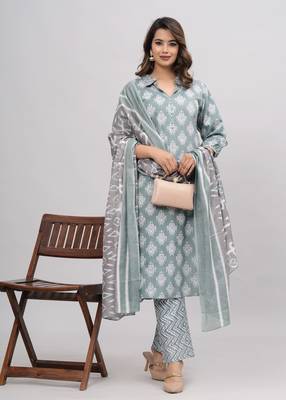 Green cotton printed kurti 1