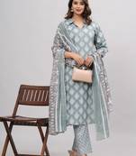 Green cotton printed kurti