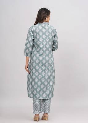 Green cotton printed kurti 2