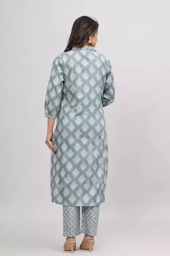 Green cotton printed kurti