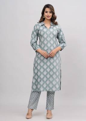 Green cotton printed kurti 3