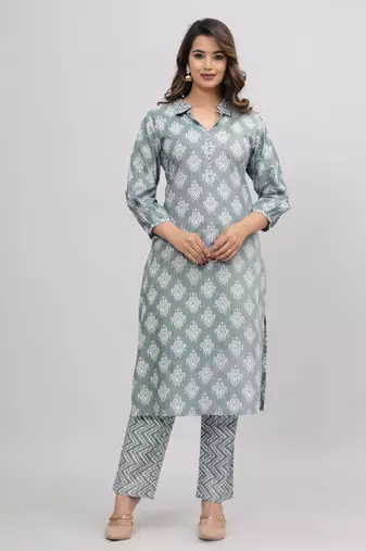 Green cotton printed kurti