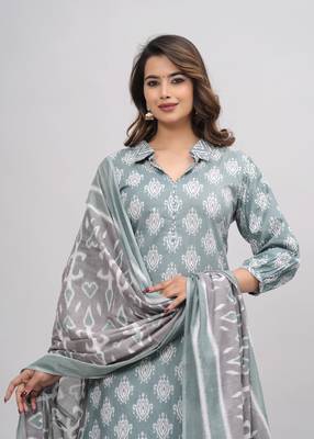 Green cotton printed kurti 4