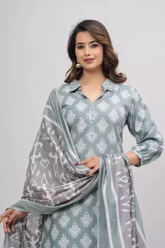 Green cotton printed kurti