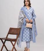 Blue cotton printed kurti