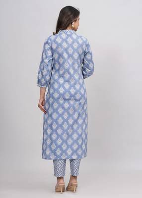 Blue cotton printed kurti 2