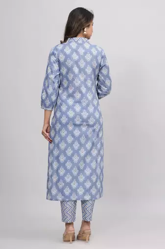 Blue cotton printed kurti