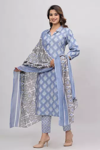 Blue cotton printed kurti