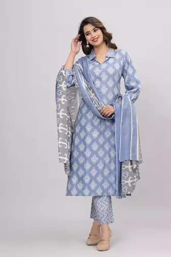 Blue cotton printed kurti