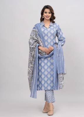 Blue cotton printed kurti 5
